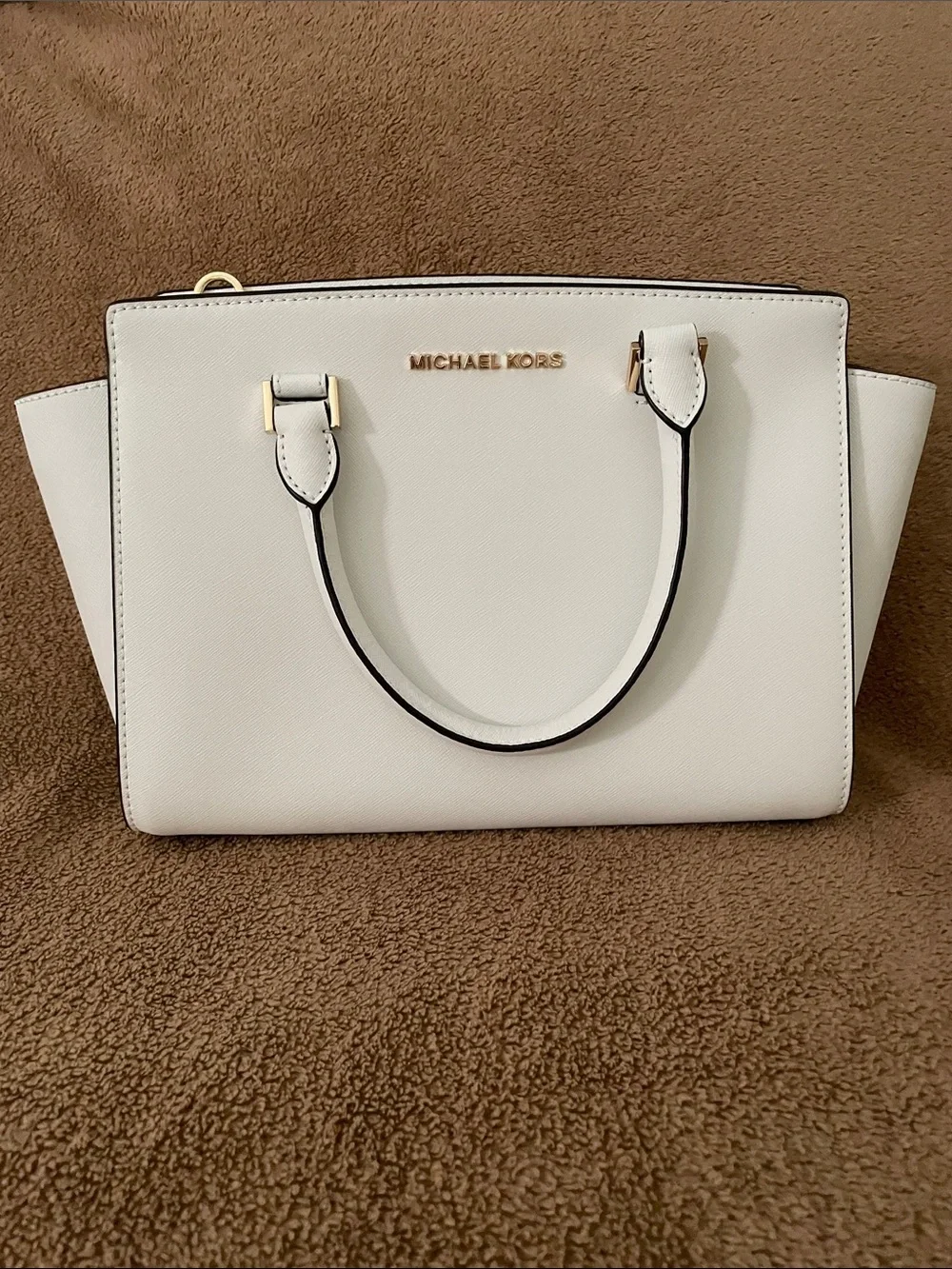 Michael Kors White Saffiano Leather Satchel